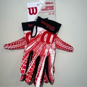 Wilson Black and Red Supergrip Football Glove Adult Large